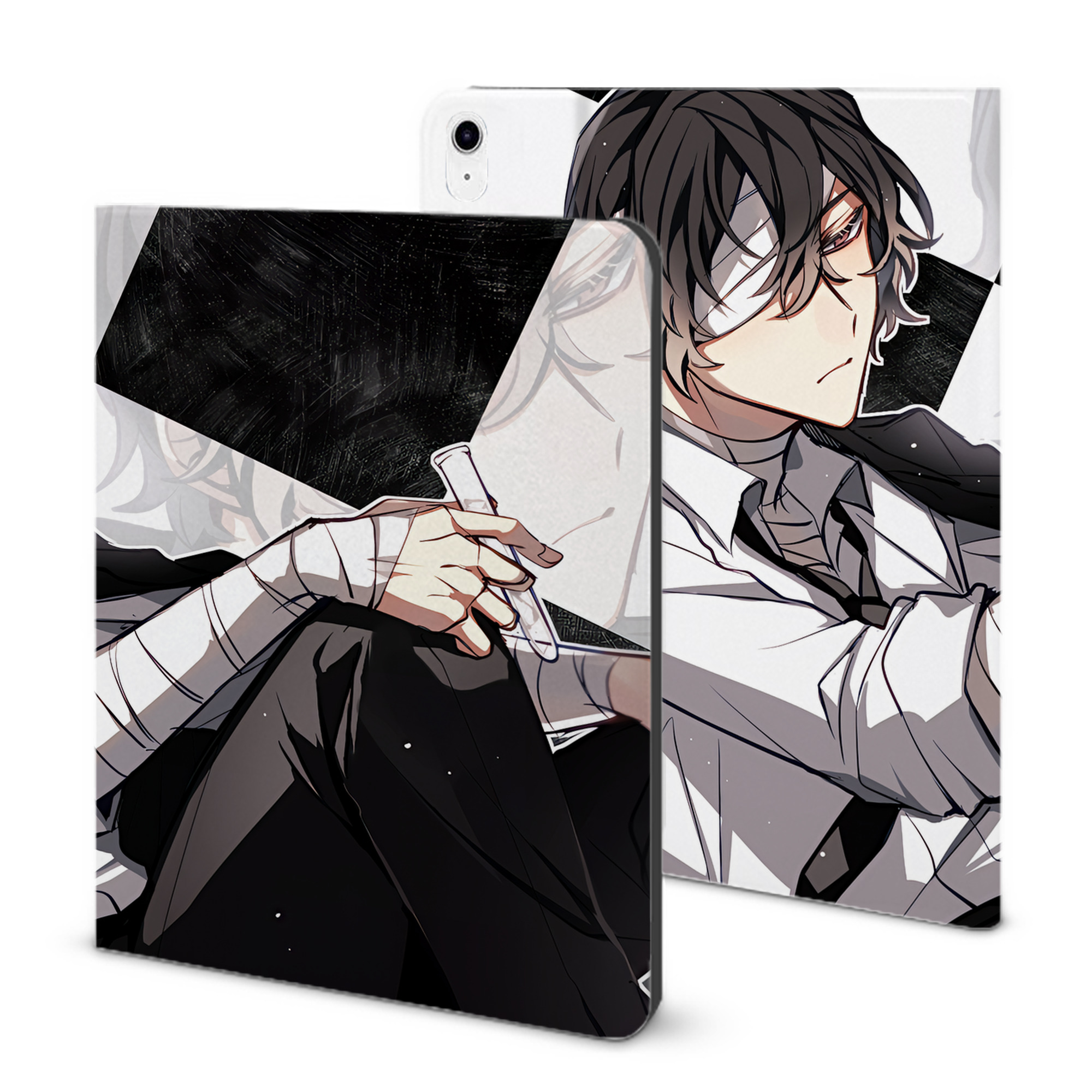 （画像用） 文豪ストレイドッグス Bungo Stray Dogs IPad ケース ブック型 PUレザー TPU 耐衝撃 軽量 薄型 ペン収納なし 全面保護 IPad 各モデル対応